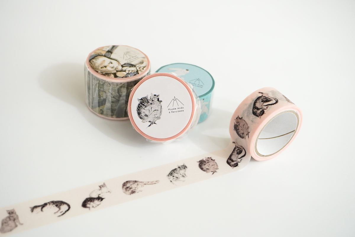 [Mother's Day Gift] Ticket folder Cat Classroom + Masking tape + Magnet Young Greco holding a cat + Memo Sleeping kitten from "Ten forms of cats"