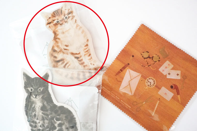 [Mother's Day Gift] Brown cat-shaped postcard + 1 pack of coffee + cleaning cloth (multi-purpose cleaner)