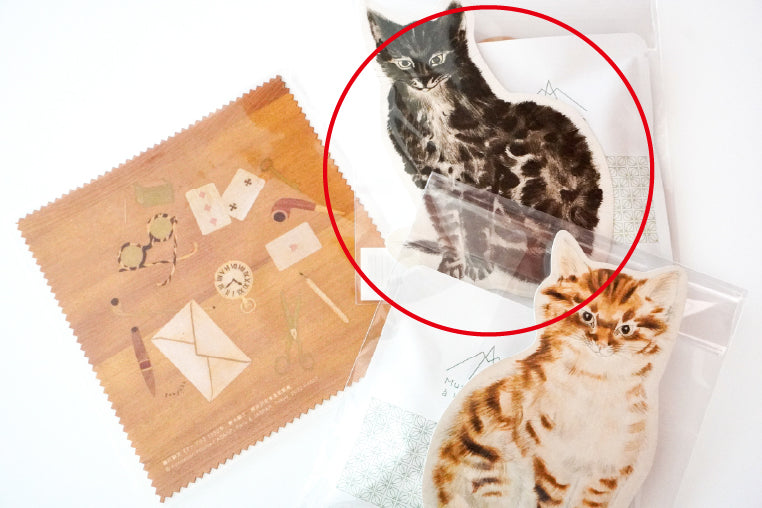 [Mother's Day Gift] Cat-shaped postcard (black cat) + 1 pack of coffee + cleaning cloth (multi-purpose cleaner)