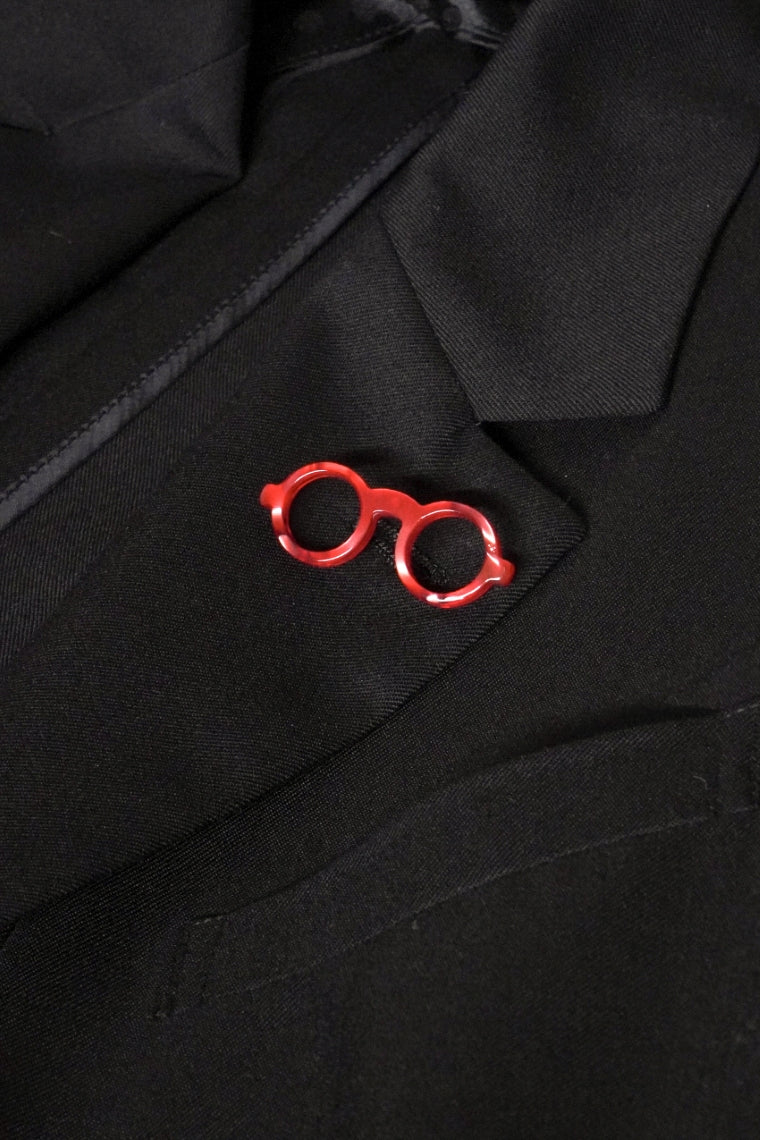 [Mother's Day Gift] Navy Drawstring Bag + Cleaning Cloth Facing Cat + Red Glasses Pin