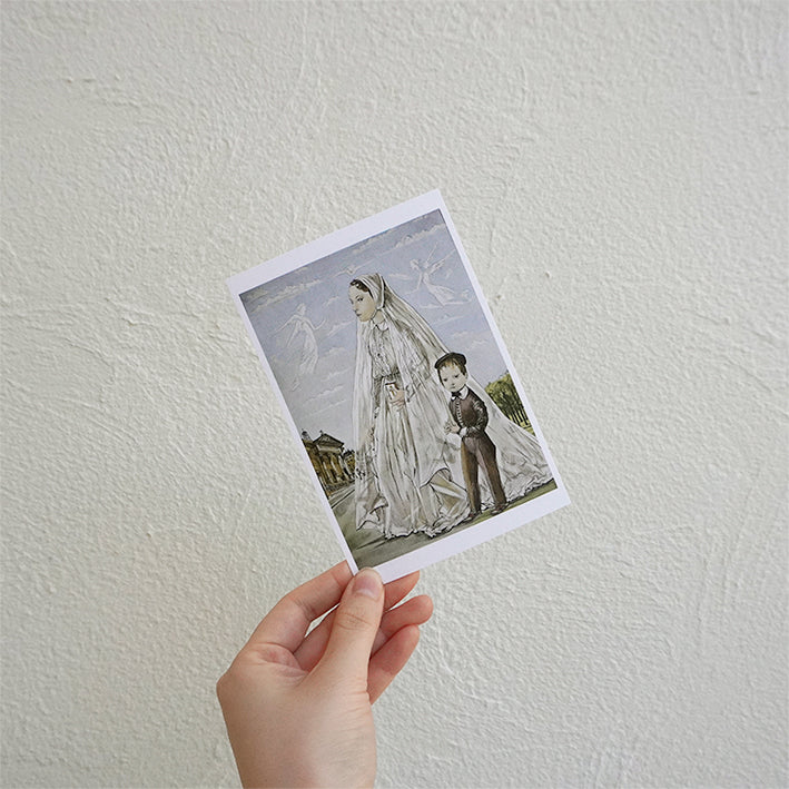 Postcard "Girl and Cat in Front of the Roofs of Paris"